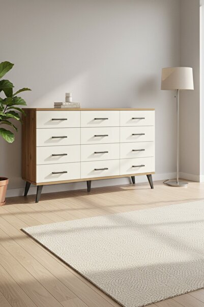 Dienni Arges Konsol 12 Çekmeceli 132x30x83 Çam-Çam/Aytaşı