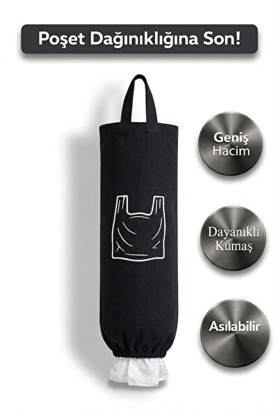 Paris Home Asılabilir Poşet Organizer Siyah Poşetlik Bez Poşet Düzenleyici Mu...