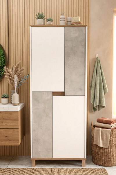 Yurudesign Nord Çok Amaçlı Dolap Mutfak Kiler Erzak Banyo Dolabı 175cm Sepet-...