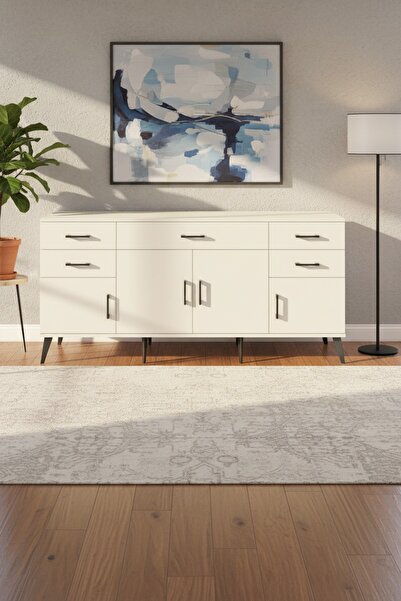 Dienni Hyperion Konsol Tek Raflı 5 Çekmeceli 4 Kapaklı 176x44x83 Aytaşı-Aytaşı