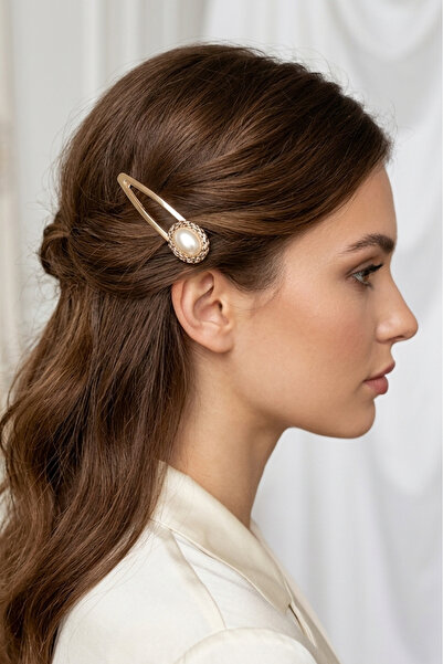 PETEK AKSESUAR مشبك فاخر مرصع باللؤلؤ بطول 7 سم.
