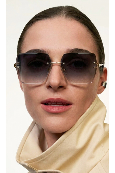 Babafiyatlar Square Crystal Gradient Black Sunglasses