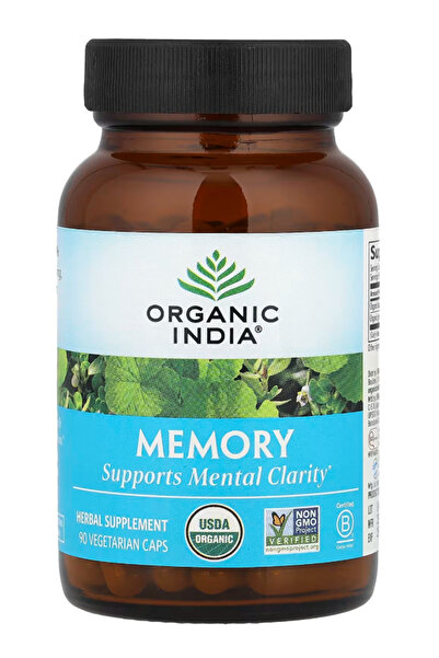 Organic India Memory Herbal Supplement - Brain Supplement for Memory and Focu...