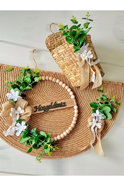 MACROMEKİDS 3 lü Doğal Karşılama Seti | Hoşgeldiniz Okaliptüslü Kapı Süsü + D...