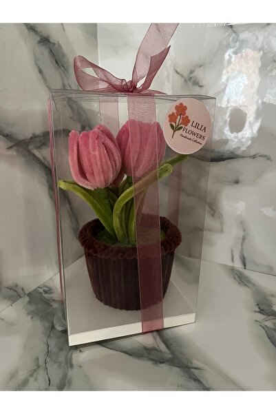 Lilia Flowers Şönilden El Yapımı Saksıda Çiçek