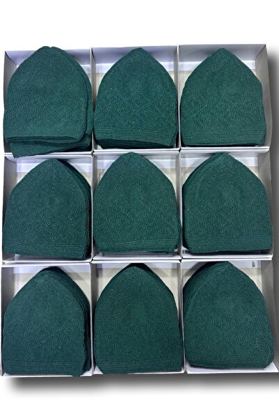 Muensu 10 Adet Yeşil Takke, Hac Umre Malzemesi, Hediyelik Takke, Namaz Takkesi