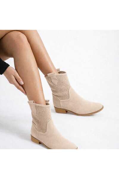 POTEEN Gobi Women's Suede Short Heel Perforated Laser Cut Fashion Summer Boot...