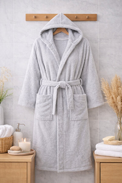 M Madam Lydi Velvet Cotton Hooded Unisex Single Bathrobe