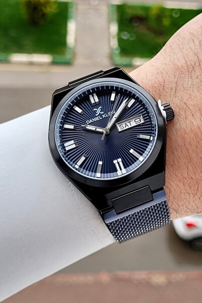 Daniel Klein Black Cord Navy Blue Color Men's Wristwatch