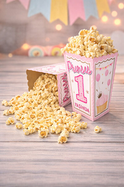 Baloncu Dede 1 Yaş Doğum Günü Prenses Temalı Popcorn (Patlamış Mısır) Kutusu ...