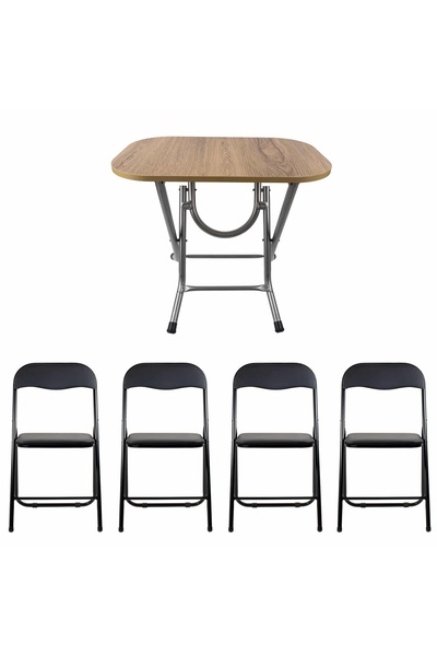 FOXMAG24 Folding table with MDF top, dimensions 50x80x75 cm plus 4 x folding ...