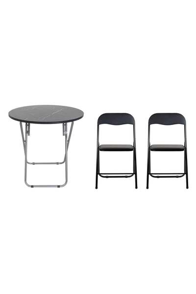 FOXMAG24 Round folding table with MDF top, dimensions 70x70cm, black plus 2 x...