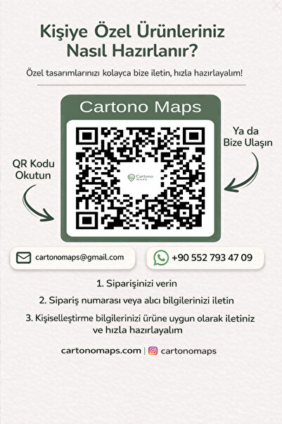 Cartono Maps Kişiye Özel 3 Haritalı Aşk Hikayesi Posteri | Tanışma Nişan Evlilik