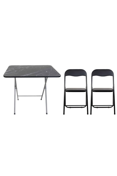 FOXMAG24 Folding table with MDF top, dimensions 60x80x70cm, black plus 2 x fo...