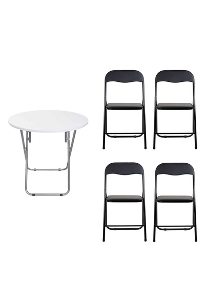 FOXMAG24 Round folding table with MDF top, dimensions 70x70cm, white plus 4 x...