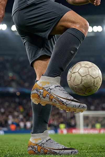 IN-STEP Air Erkek Gri Futbol Kramponu - Çoraplı Bilekli Halı Saha Ayakkabısı ...