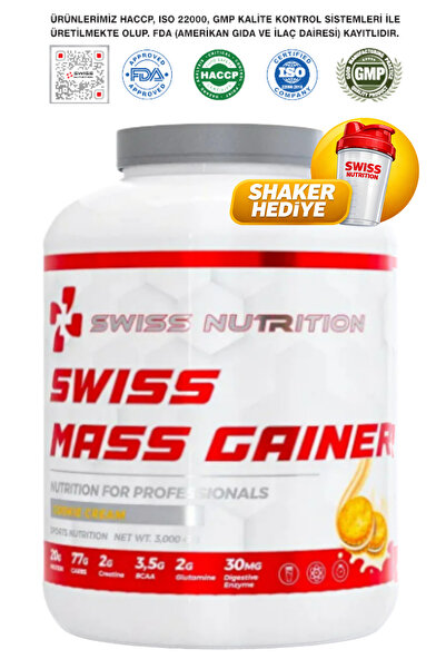 Swiss Nutrition Mass Gainer Kurabiye Krema 3000 gr 30 Servis Karbonhidrat Tozu