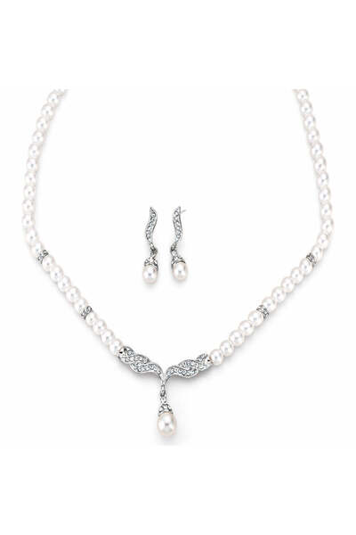 Pursehuit Set colier și cercei, argintii, cu perle și pietre, Osvald C19
