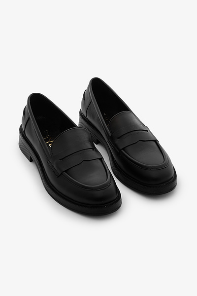 SAYL Μαύρα γνήσια δερμάτινα παπούτσια μοκασίνι χωρίς κορδόνια Γυναικεία casua...