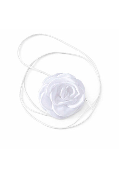 Pursehuit Colier tip choker, alb, cu floare, Bebiane C14
