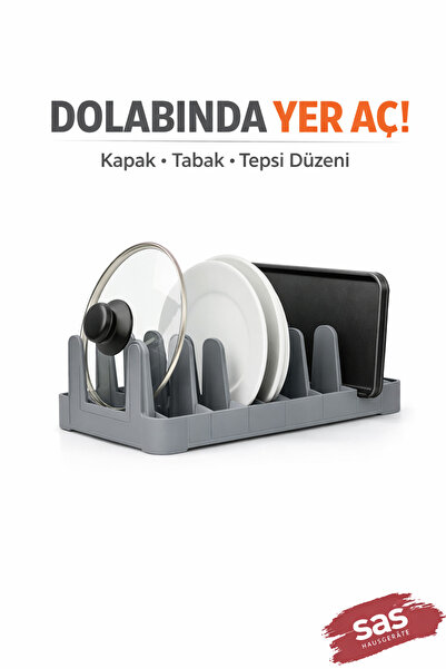 Fevito Multi-Purpose Plate Pan Pot Lid Organizer – Plastic Drawer & Cabinet O...