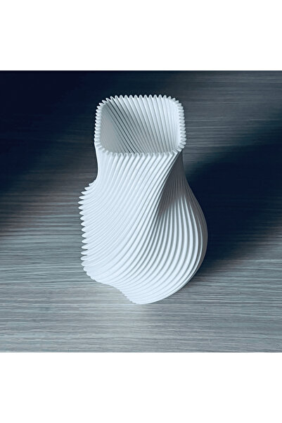 OEM White decorative vase with ribbed spiral design, 20 cm, modern minimalist...