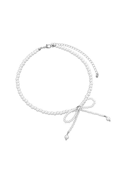 Pursehuit Silver-colored necklace, with pearls and bow, Oluva C3