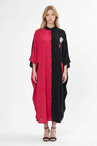 loia Women's Fuchsia Embroidered Maxi Length Woven Viscose Stylish Dress L26-...