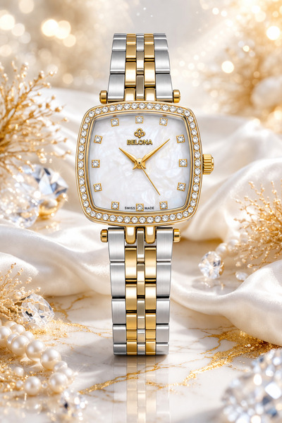 belona Luxury Women's Waterproof Stainless Steel Watch, Premium Gift Box Edition
