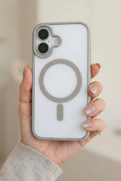 KVK PRİVACY iPhone 16 MagSafe Uyumlu Grey Şeffaf Telefon Kılıfı Darbe Emici P...