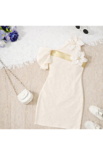 MTL Dievčenské kvetinové BAYAZ šaty s jedným rukávom