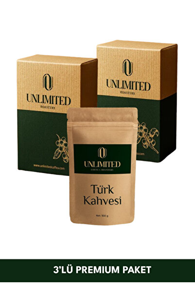 Unlimited Premium 3’lü Kahve Seti - Filtre Kahve 250g + Colombia Espresso 250g + Türk Kahvesi 100g