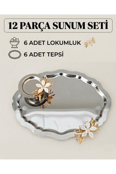 Maglor طقم تقديم فاخر مكون من 12 قطعة مع إكسسوارات باباتيا - 6 صواني بيضاوية ...