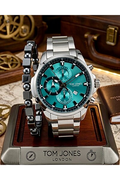 Tom Jones New Men's Wristwatch Silver Color Steel Band 5 Atm Water Resistant+...