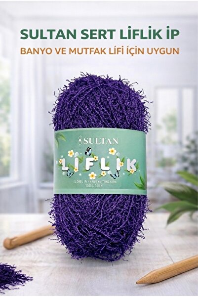 Sultan Sert Liflik ipi Sert Mutfak Lifi ve Banyo Lifi İpi Sert Saçaklı ip Mor...
