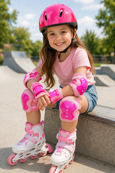 NW NessiWorld Bisiklet Kaykay Paten Çocuk Kaskı Ve Dizlik Set