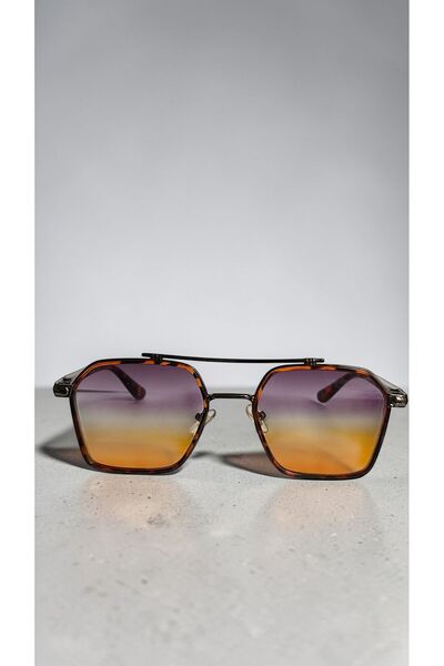 MİSE ALTIGEN RENKLİ CAM LEOPAR ÇERÇEVE GÜNEŞ GÖZLÜĞÜ