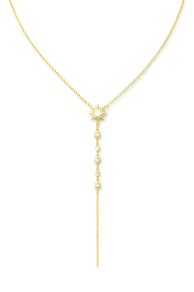 LEROSY CO. Çoklu Yıldız Güneş Tasarım Kolye – Zirkon Taşlı Paslanmaz Çelik Gold