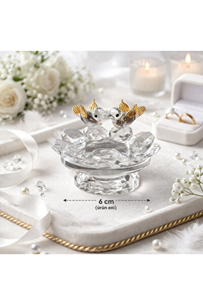 ÖZ KRİSTAL DESİGN Altın Yaldızlı Kristal Lokumluk ( 6 cm )