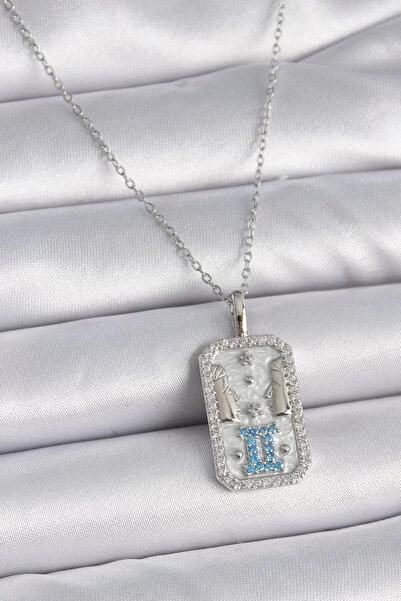 Skygo 316L الصلب الفضة اللون سلسلة الجوزاء علامة زركونيا حجر المرأة قلادة - T...