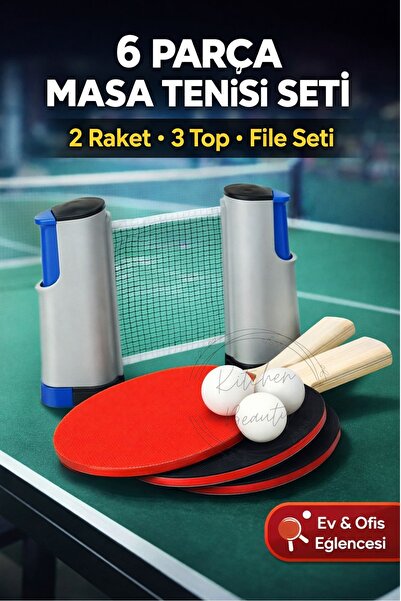 Kitchen Beauty Açılır Kapanır Ayarlı Masa Tenisi Filesi Ve 2 Masa Tenisi Rake...