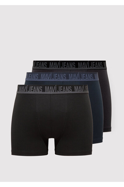 Mavi 3lü Siyah Basic Boxer 0912221-900