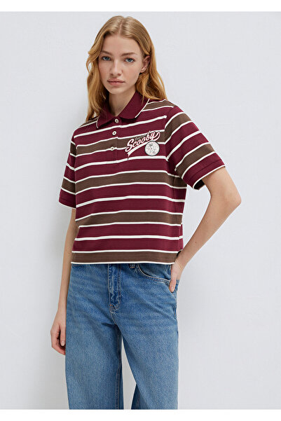 Mavi Тениска Скоби До с принт, цвят бордо, стандартна кройка 1614046-91112