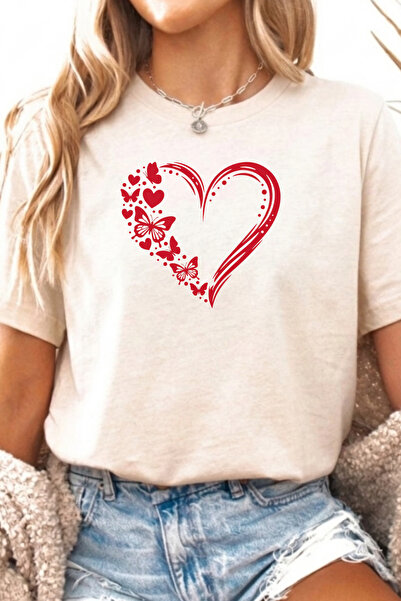 Etoile Studio تي شيرت أبيض كبير الحجم مطبوع عليه قلب