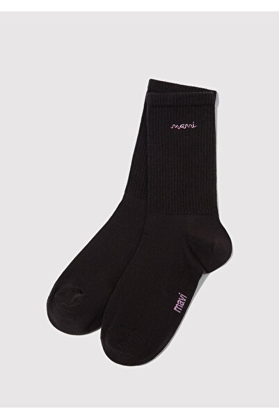 Mavi Logo Nakışlı Kahverengi Soket Çorap 1913235-29871