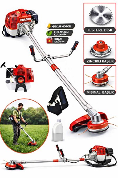 Dragro 20 Hp Yan Tipi Benzinli Motorlu Ot Çalı Tırpanı Çim Biçme Makinesi Can...