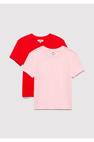 Mavi 2er-Pack Damen Basic T-Shirt Crop / Kurz geschnitten 1613028-89200