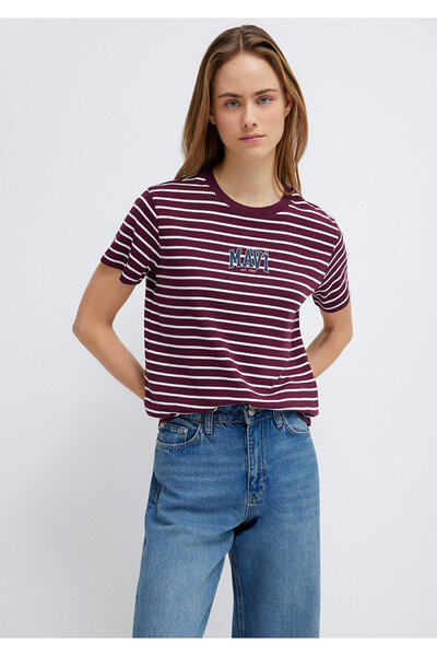 Mavi Logo Baskılı Bordo Tişört Regular Fit / Normal Kesim 1613562-87982