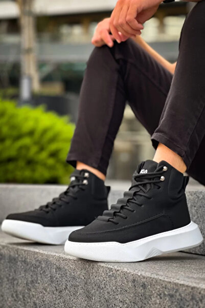 BOA Pánské sportovní boty se skrytou krajkou s vysokou podrážkou - BLACK WHIT...