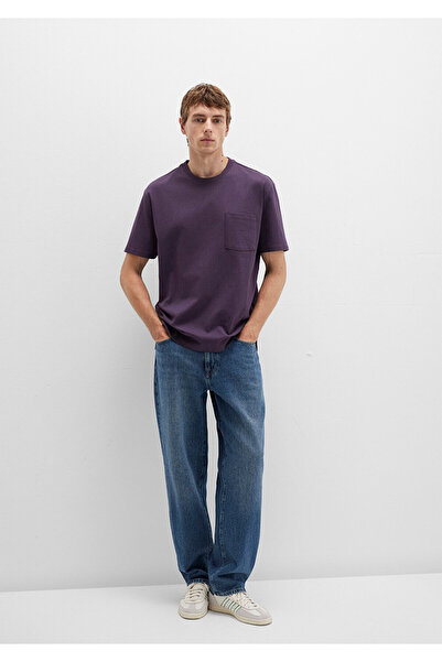 Mavi Lila Basic-T-Shirt mit Taschendetail, lockere Passform / bequemer Schnit...